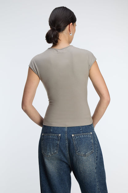 RIBBED MODAL CAP SLEEVE T-SHIRT