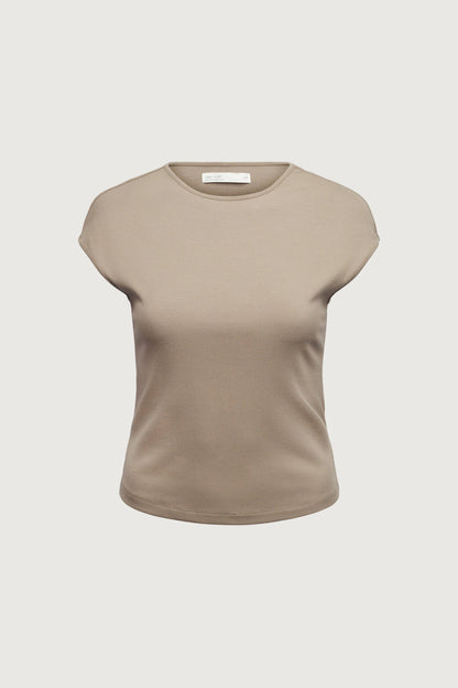 RIBBED MODAL CAP SLEEVE T-SHIRT