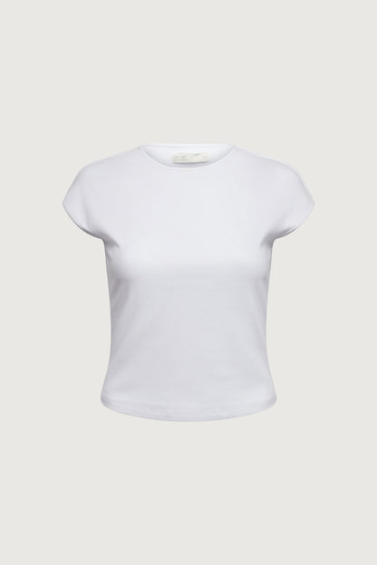 RIBBED MODAL CAP SLEEVE T-SHIRT