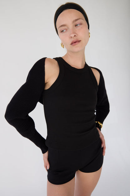 RIBBED HIGH NECK TANK TOP