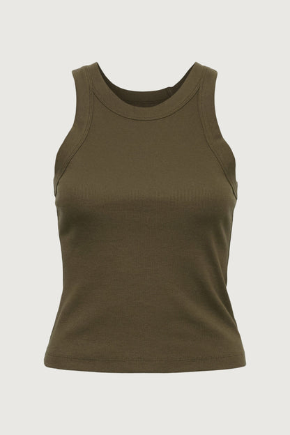 RIBBED HIGH NECK TANK TOP