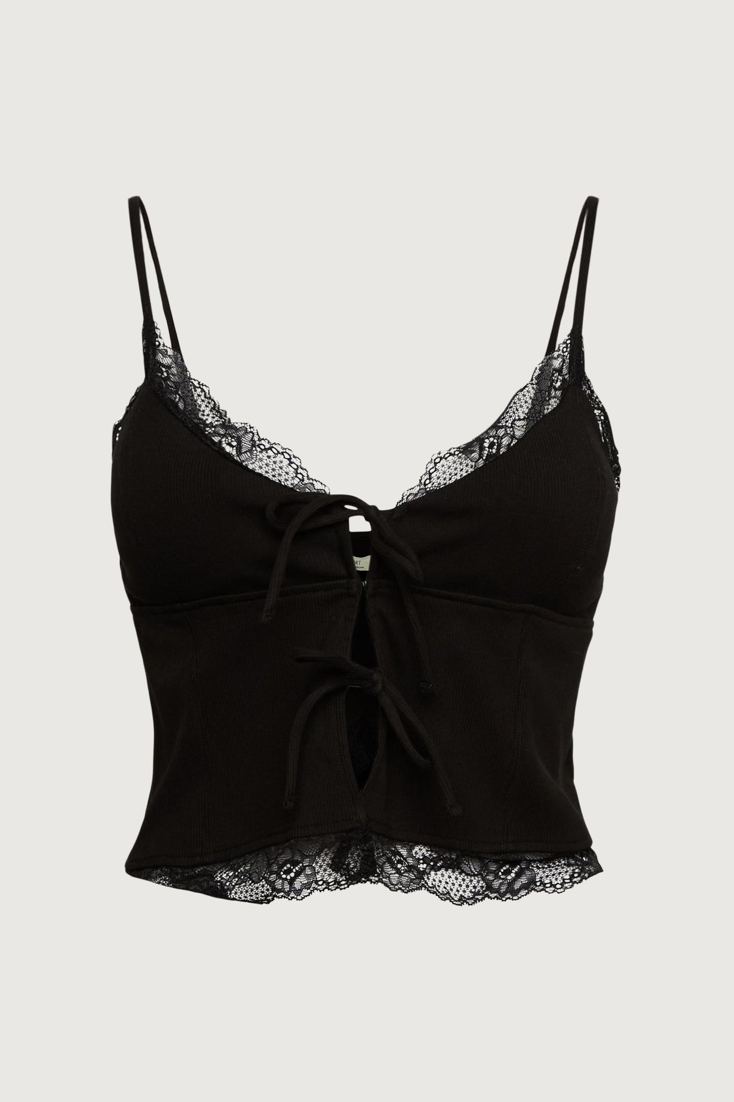 TIE FRONT LACE TRIM TANK CAMISOLE