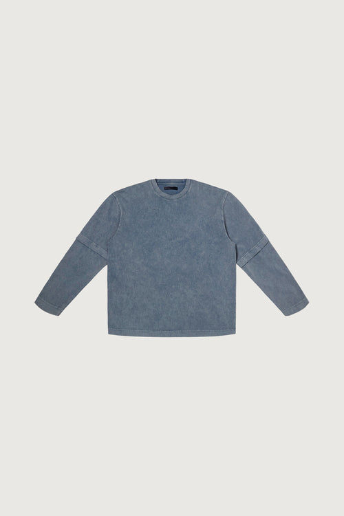 DOUBLE SLEEVE ACID WASH TEE