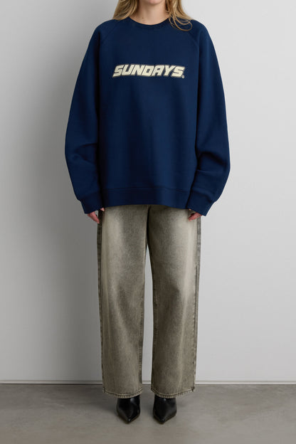 SUNDAY OVERSIZED RAGLAN CREWNECK FLEECE SWEATSHIRT