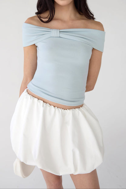 OFF THE SHOULDER BOW TOP