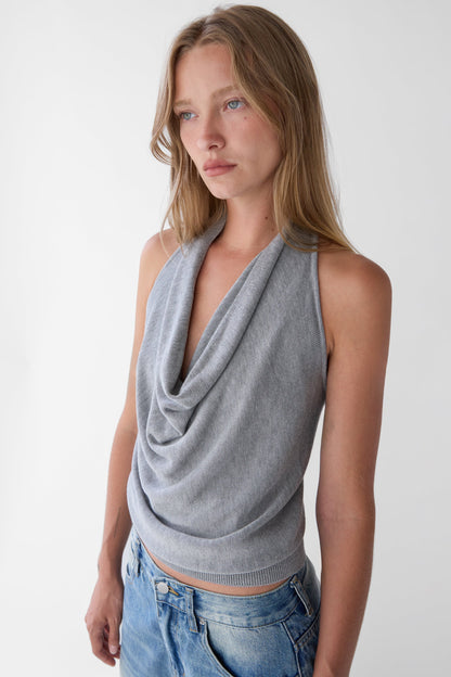 BRAIDED BACK COWL TANK TOP