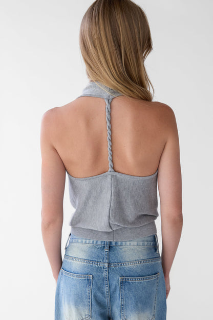 BRAIDED BACK COWL TANK TOP