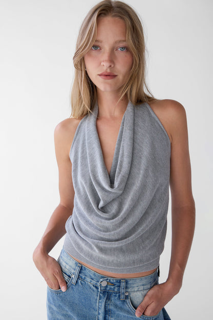 BRAIDED BACK COWL TANK TOP
