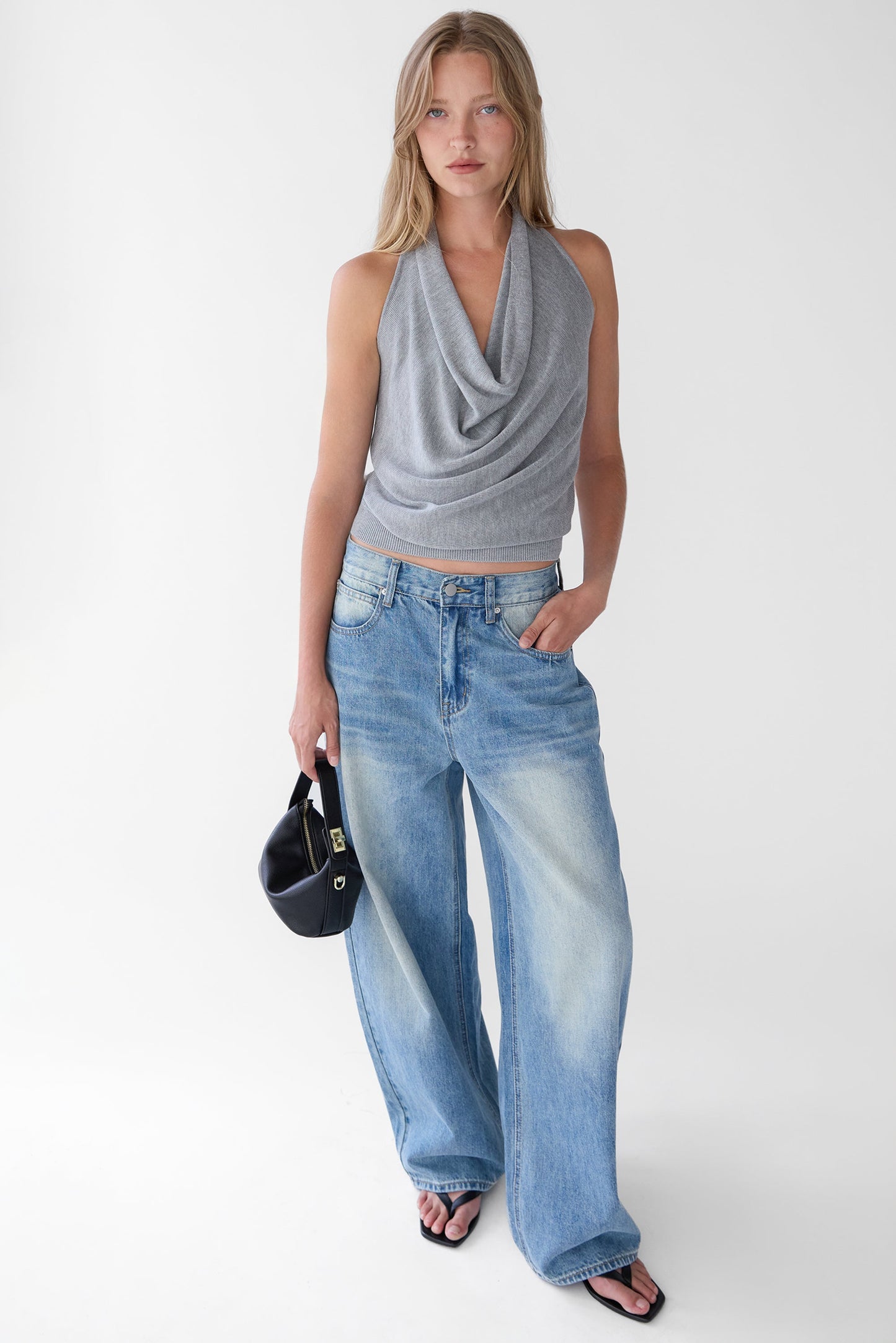 BRAIDED BACK COWL TANK TOP