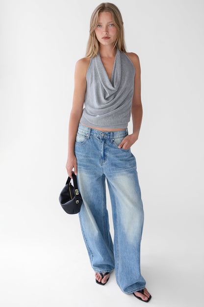 BRAIDED BACK COWL TANK TOP