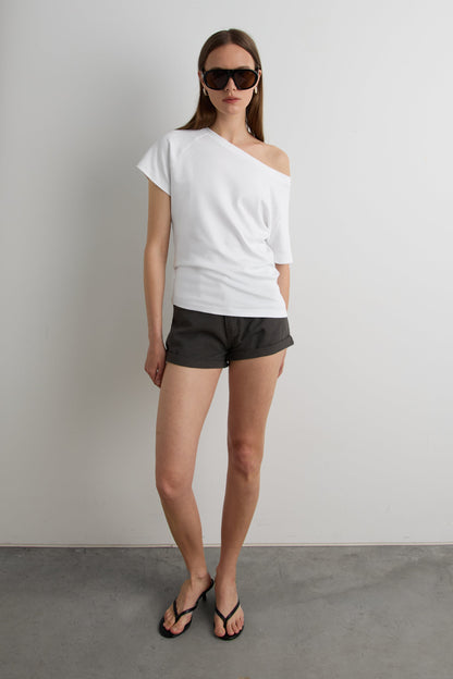 RELAXED FIT OFF THE SHOULDER T-SHIRT
