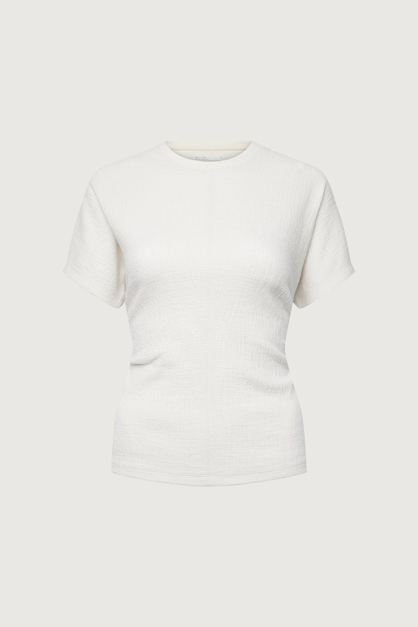 KNIT SHORT SLEEVE RUCHED WAIST TOP