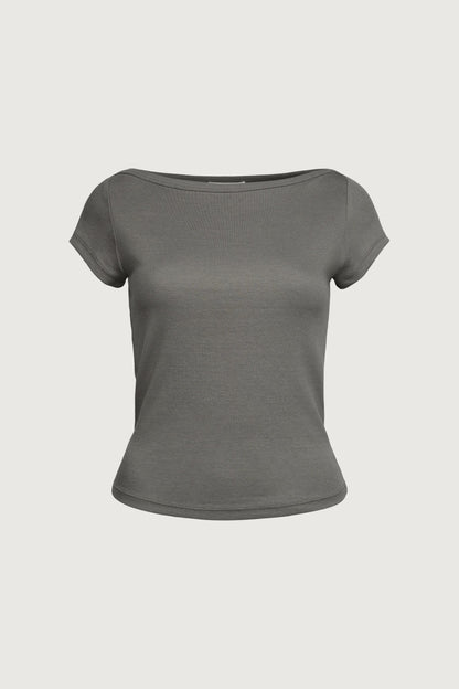 SOFT MODAL RIBBED BOATNECK TOP