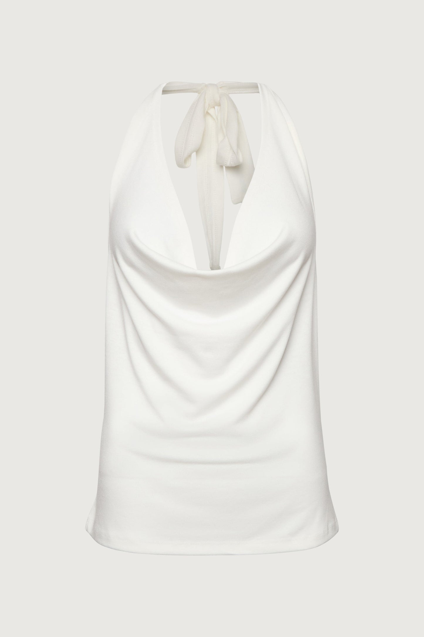 RAYON BLEND TIE NECK HALTER TOP