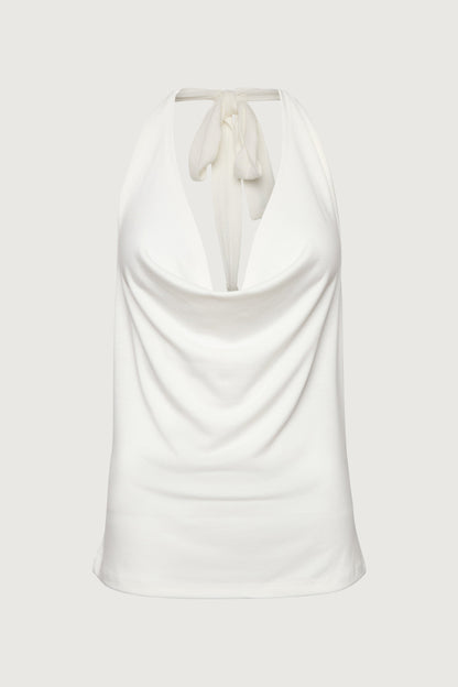 RAYON BLEND TIE NECK HALTER TOP