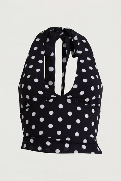 POLKA DOT HALTER NECK TOP