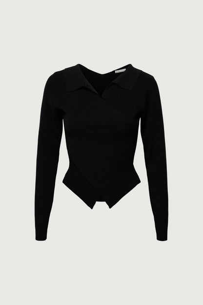 CROSSOVER COLLARED SWEATER
