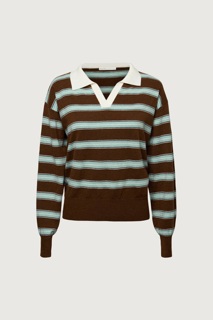 STRIPED RUGBY POLO SWEATER