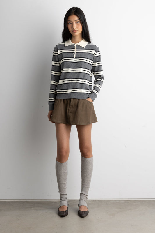 CLASSIC FIT STRIPED POLO SWEATER