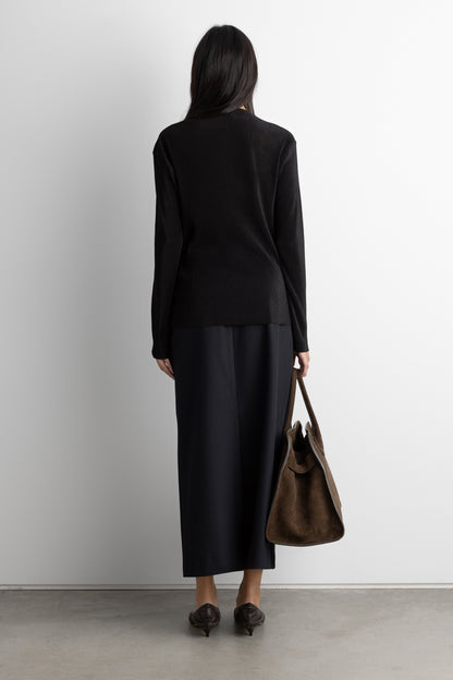 PLISSE LONG SLEEVE TOP WITH WAIST TIE