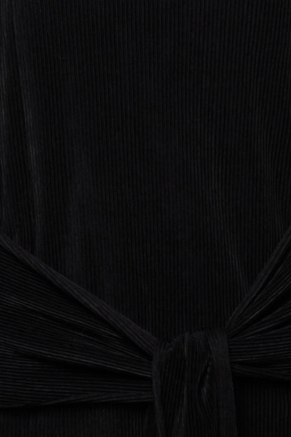 PLISSE LONG SLEEVE TOP WITH WAIST TIE