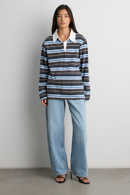 COLLARED CONTRAST STRIPE POLO SHIRT