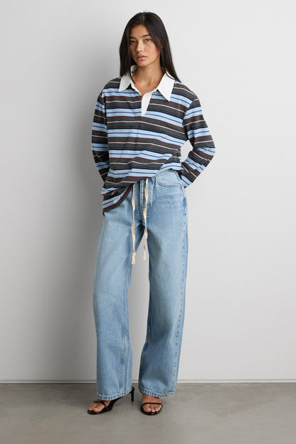 COLLARED CONTRAST STRIPE POLO SHIRT