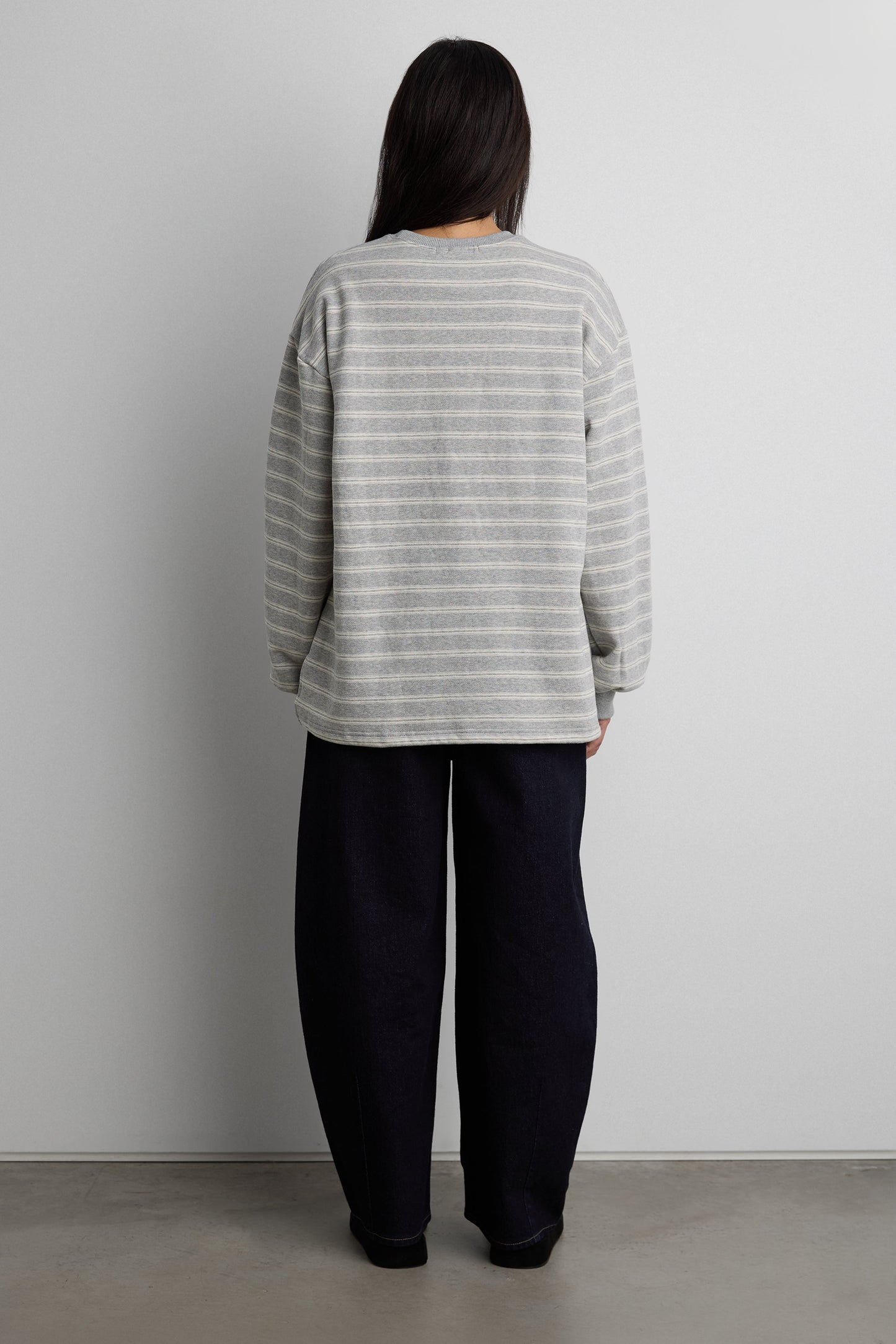 BRUSHED FLEECE STRIPED PULLOVER