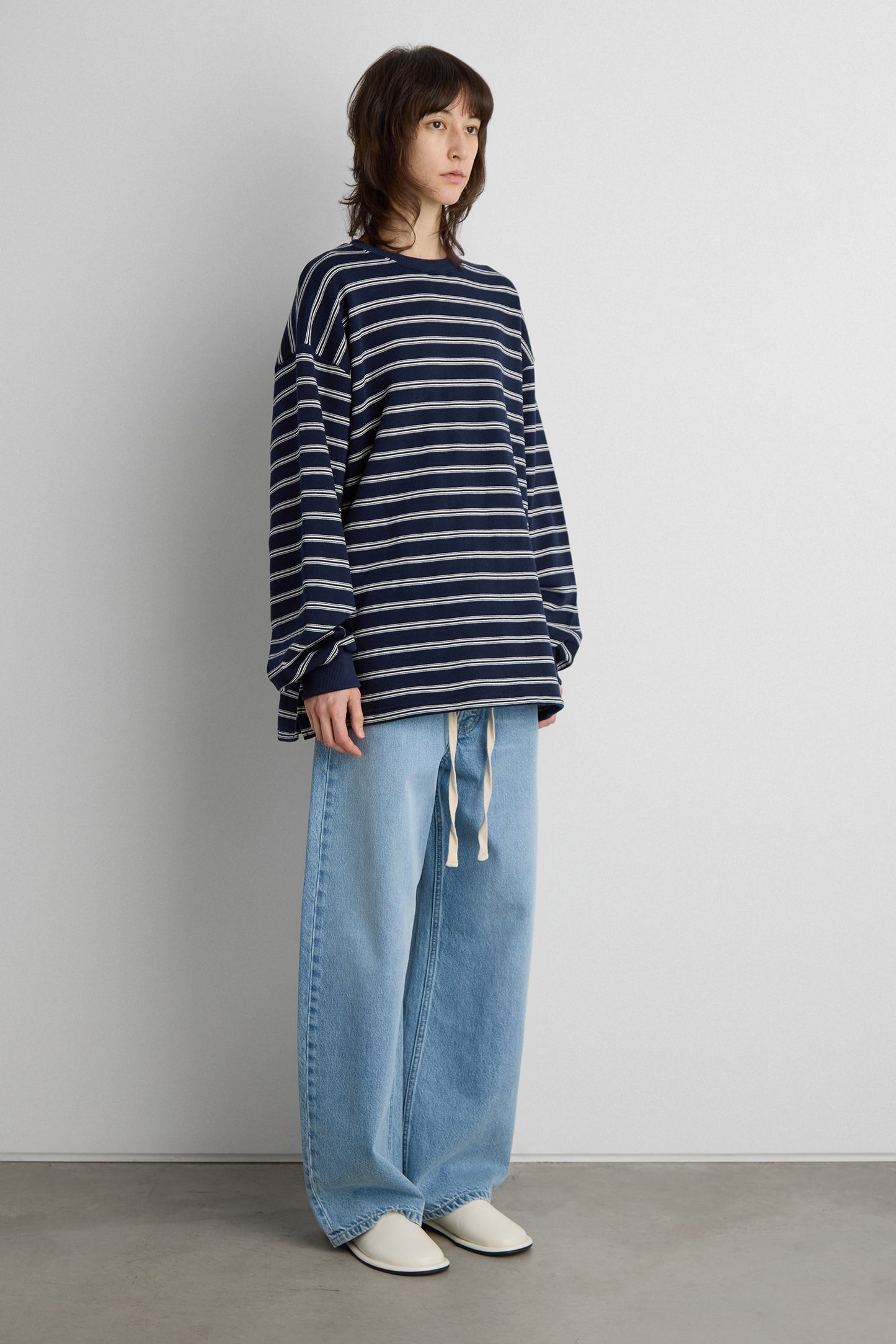 BRUSHED FLEECE STRIPED PULLOVER
