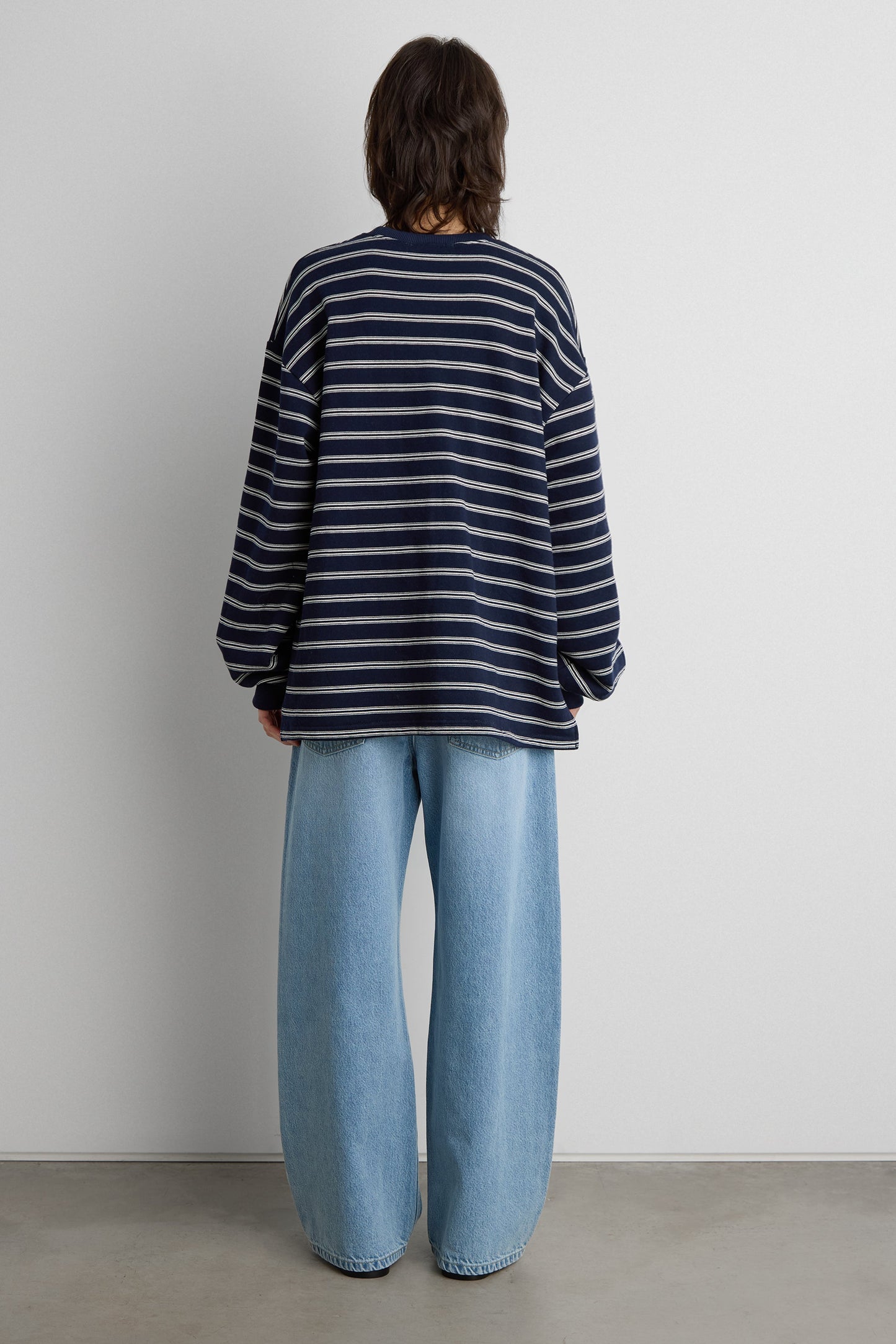 BRUSHED FLEECE STRIPED PULLOVER