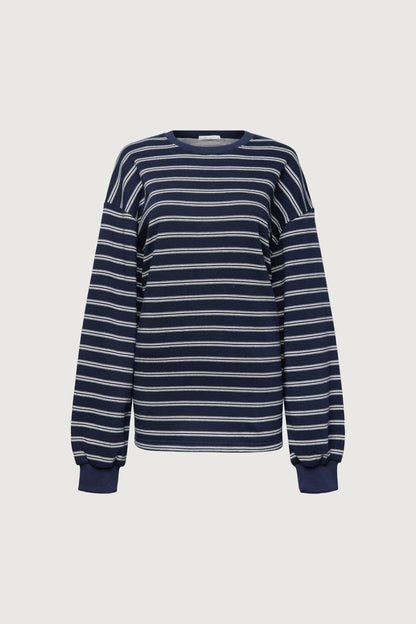 BRUSHED FLEECE STRIPED PULLOVER