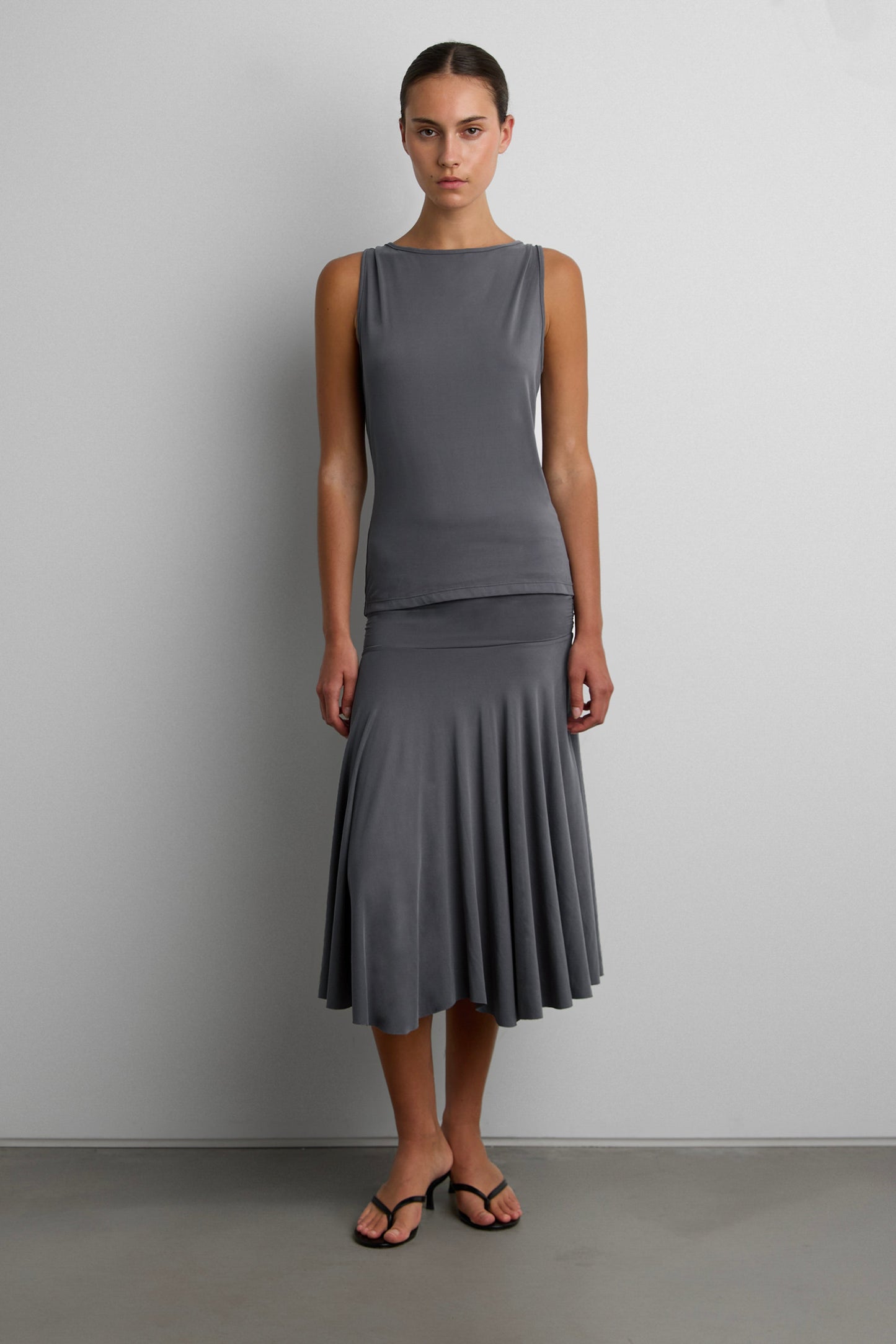 OPEN BACK DRAPED TANK TOP