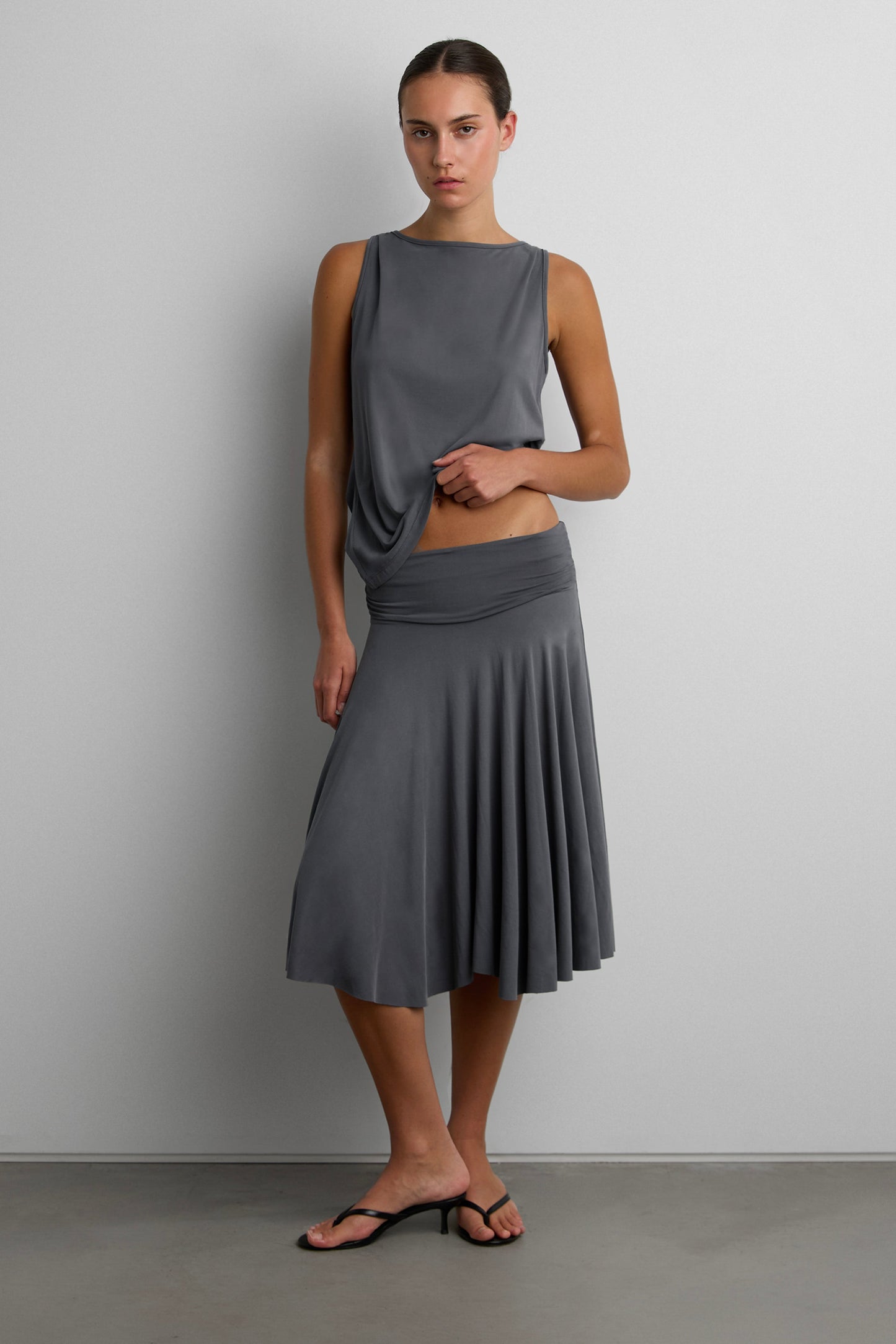 OPEN BACK DRAPED TANK TOP
