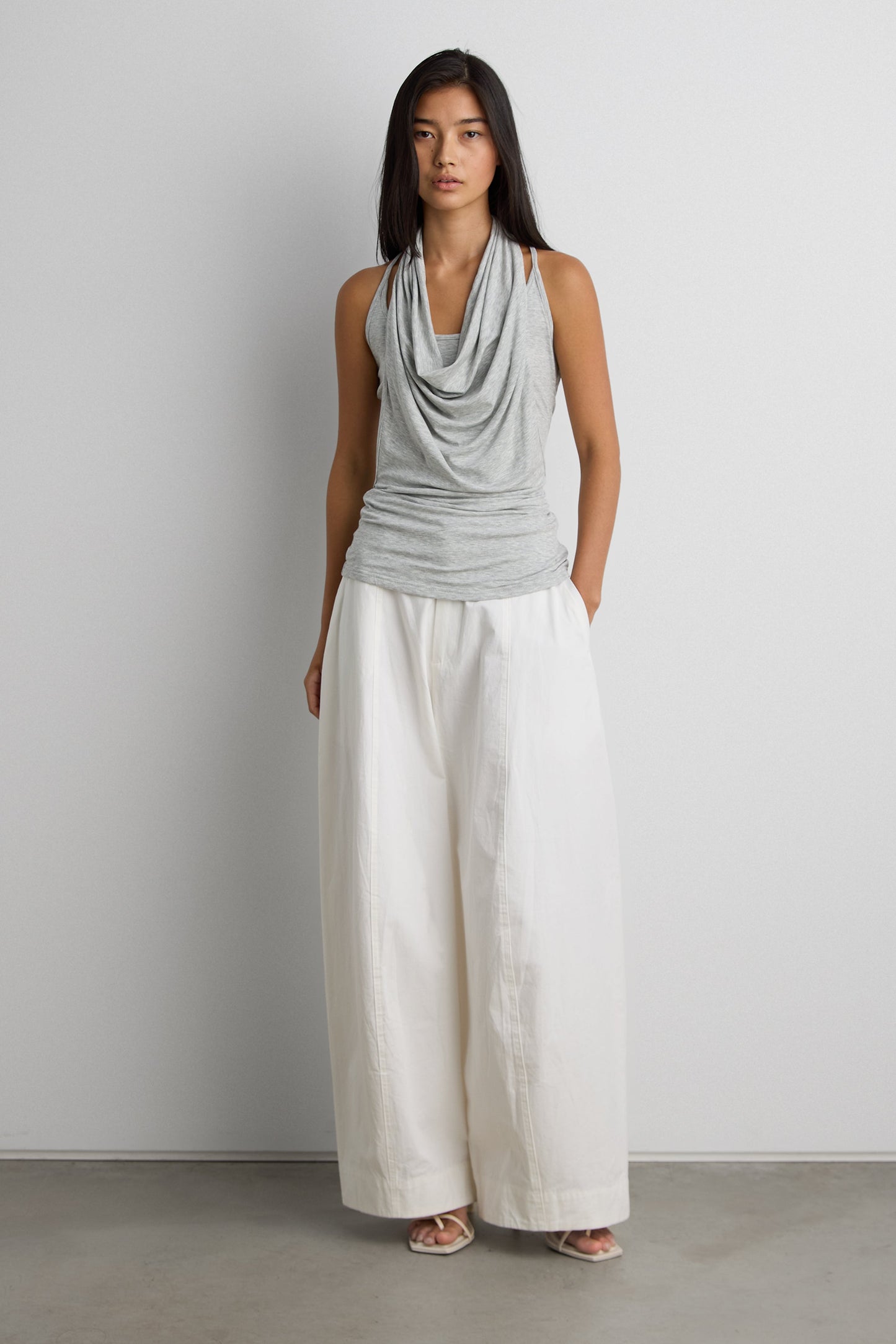 LAYERED COWL NECK TOP