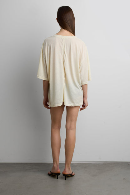 RELAXED V-NECK DRAWSTRING TOP