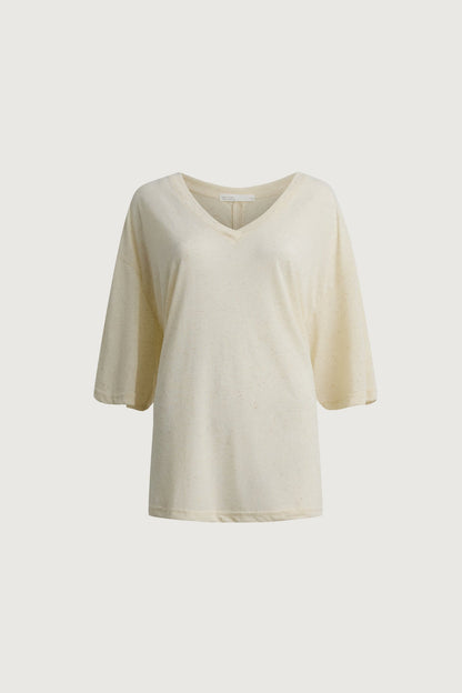 RELAXED V-NECK DRAWSTRING TOP