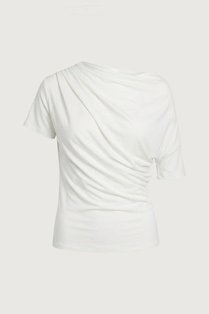 BOAT NECK TOP WITH SHIRRED SIDE DETAIL
