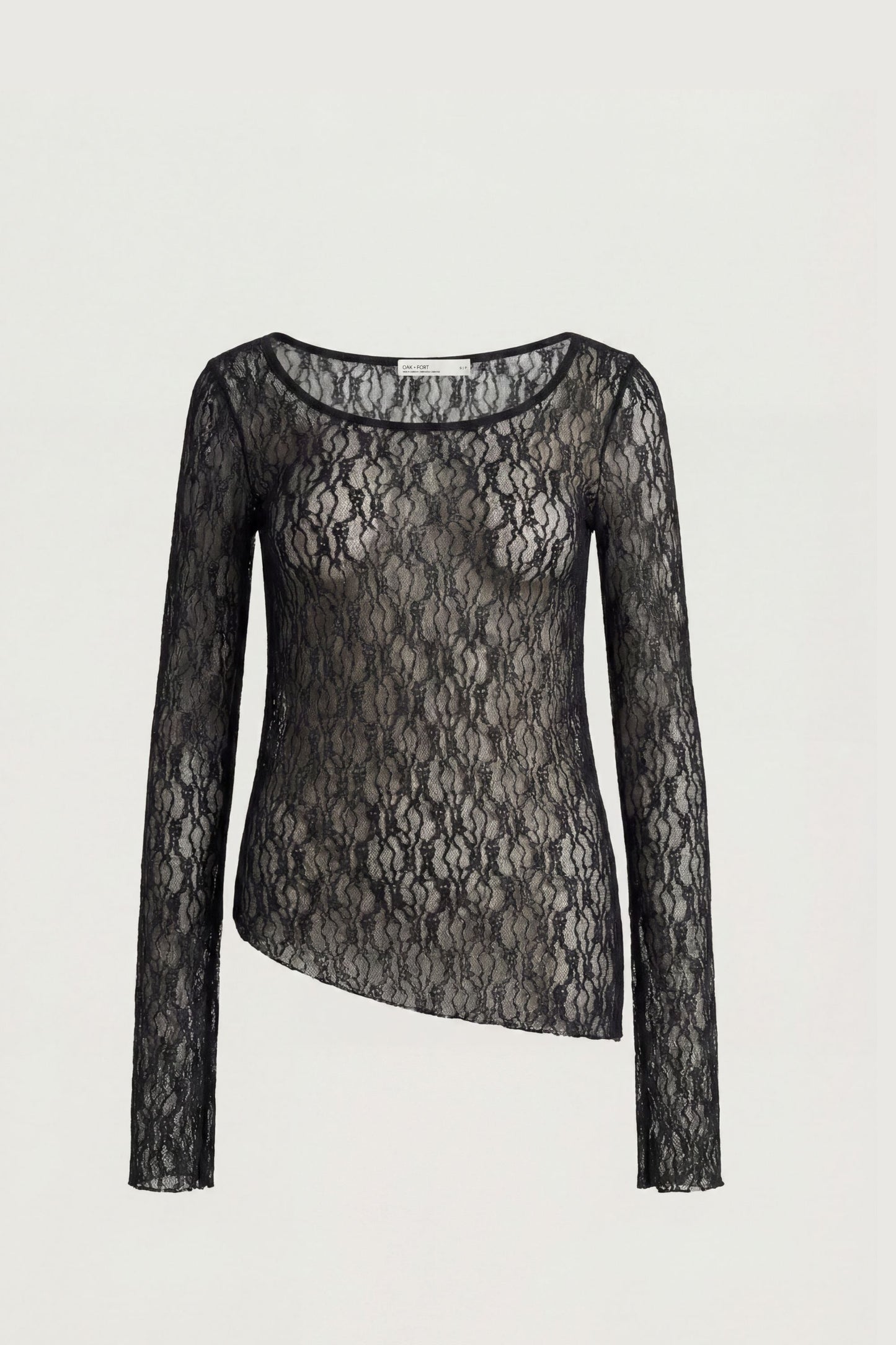 ASYMMETRICAL SHEER LACE LAYERED TOP