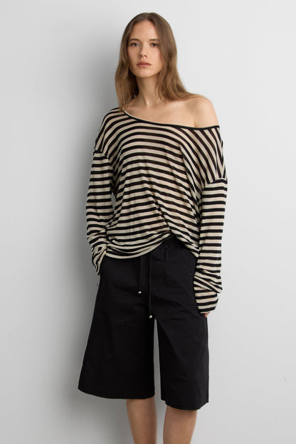 OVERSIZED STRIPED LONG SLEEVE TOP