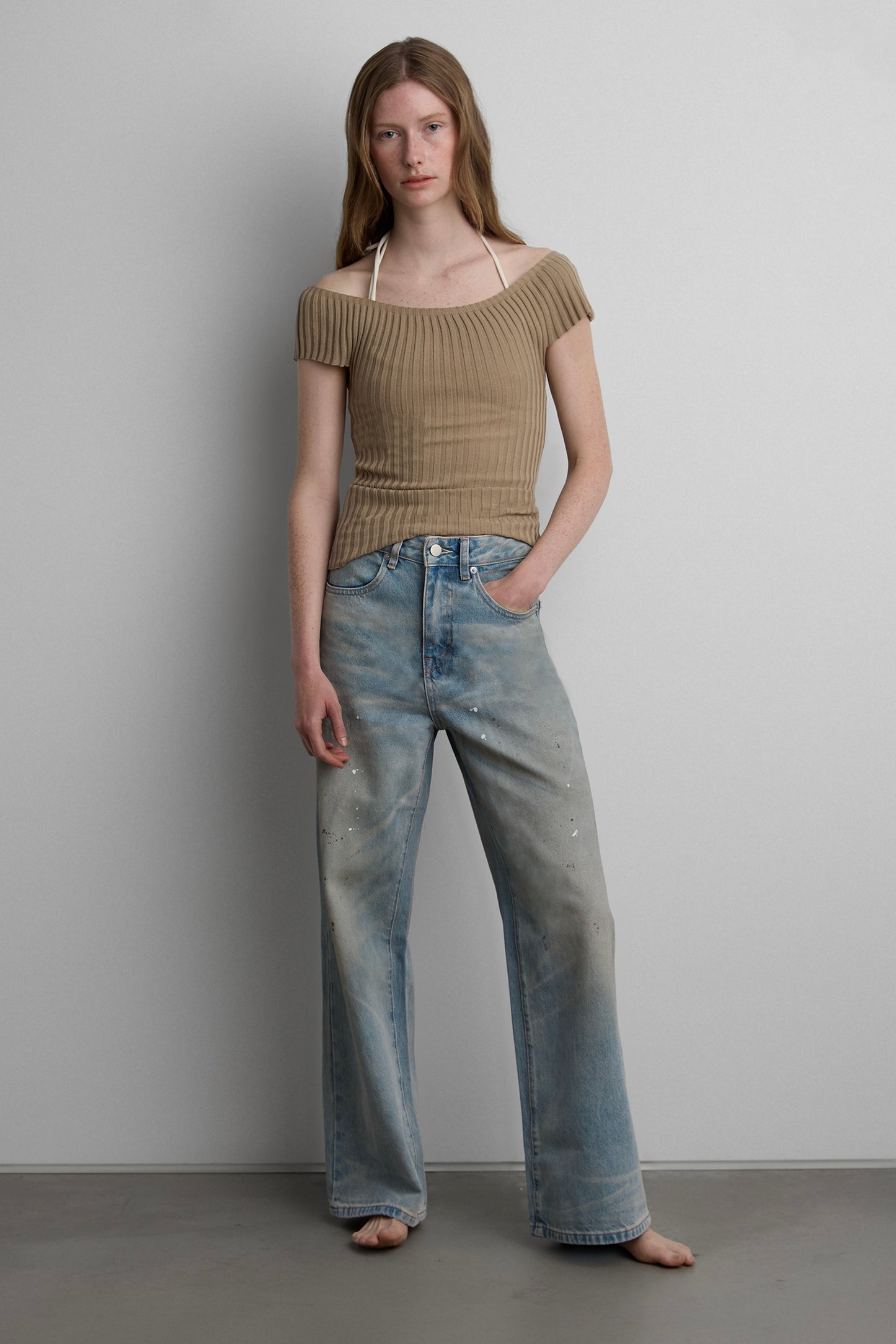 TEXTURED RIBBED KNIT CAP SLEEVE TOP