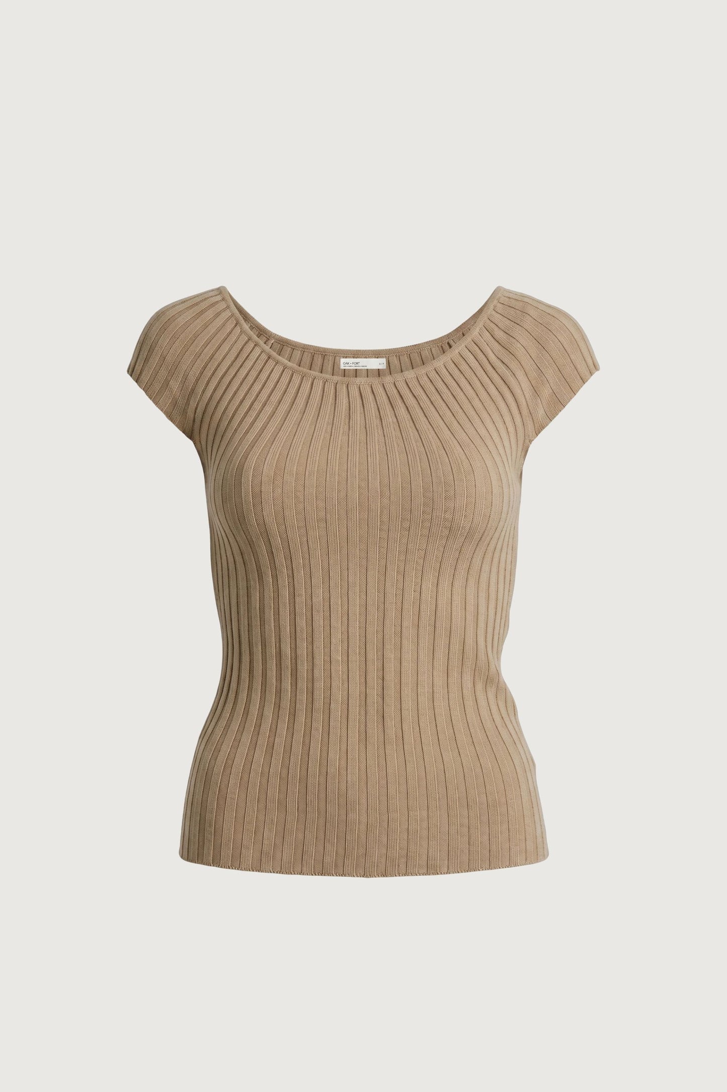 TEXTURED RIBBED KNIT CAP SLEEVE TOP