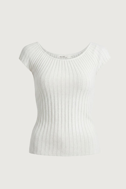 TEXTURED RIBBED KNIT CAP SLEEVE TOP
