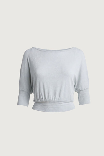 DRAPED OFF-SHOULDER BOAT NECK TOP