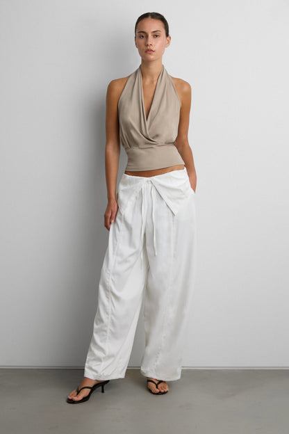 DRAPED HALTER NECK TOP WITH SNAP BUTTON DETAIL