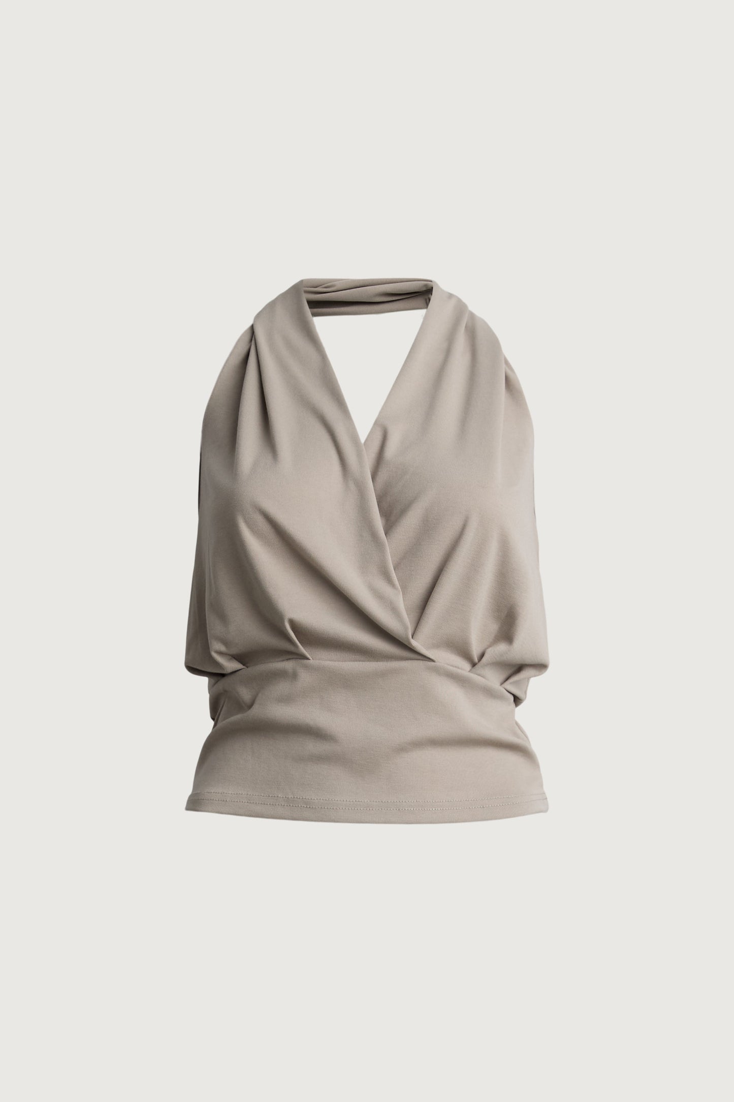 DRAPED HALTER NECK TOP WITH SNAP BUTTON DETAIL