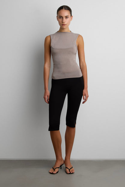 DRAPED COWL NECK SLEEVELESS TOP