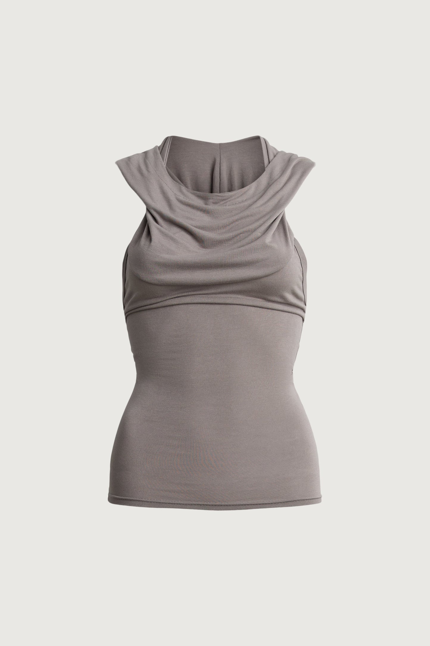 DRAPED COWL NECK SLEEVELESS TOP