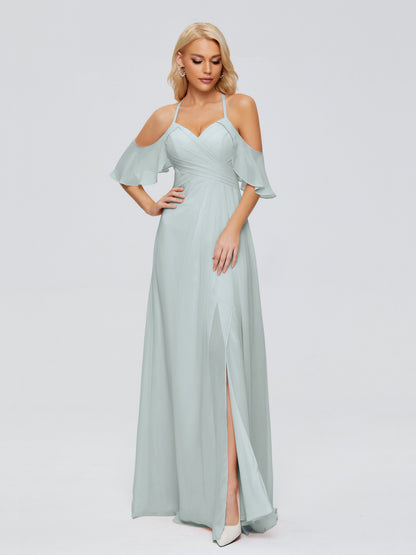 Taylor Off The Shoulder Split Chiffon Bridesmaid Dresses