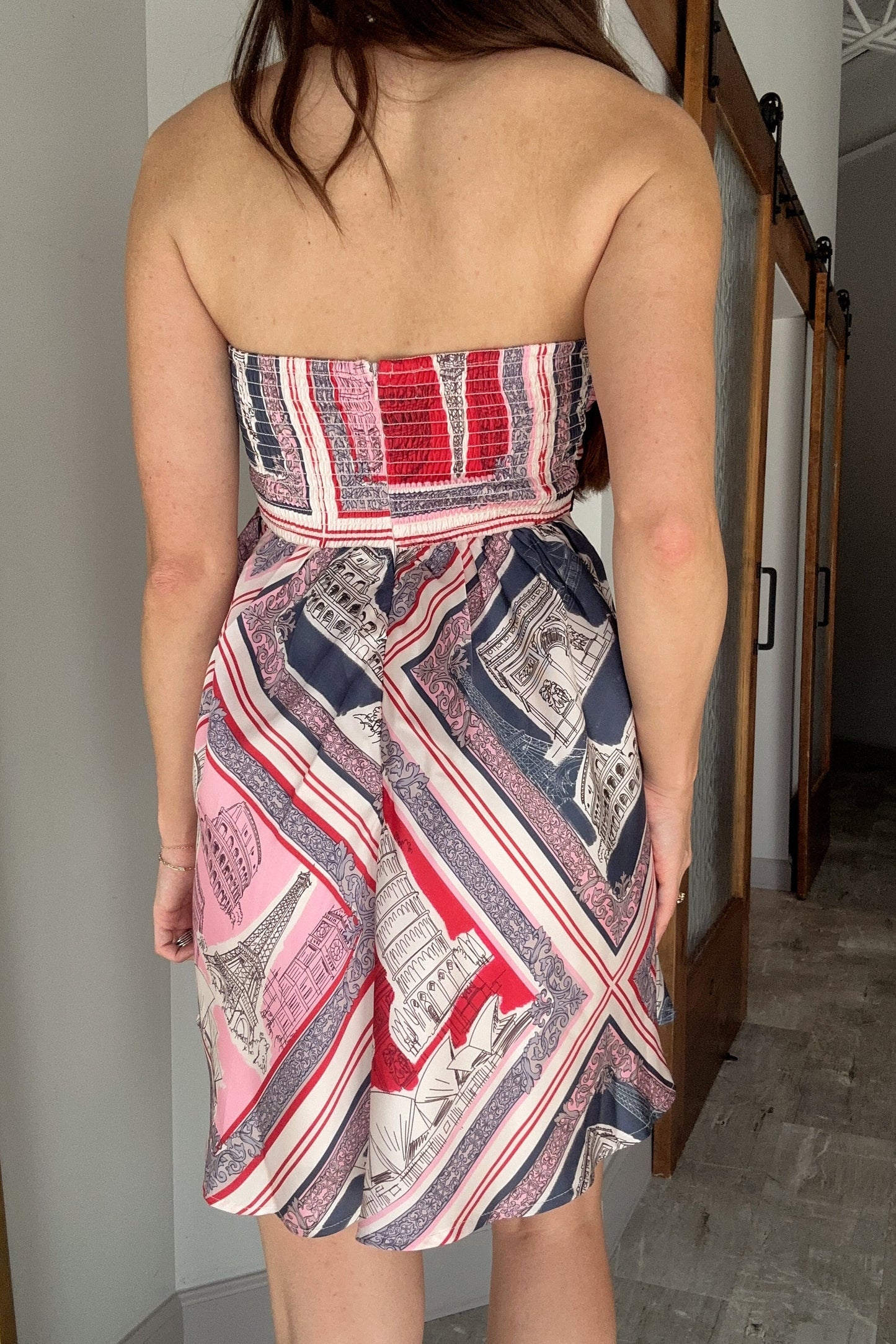 Demi Pink & Navy Multi Satin Mini Dress