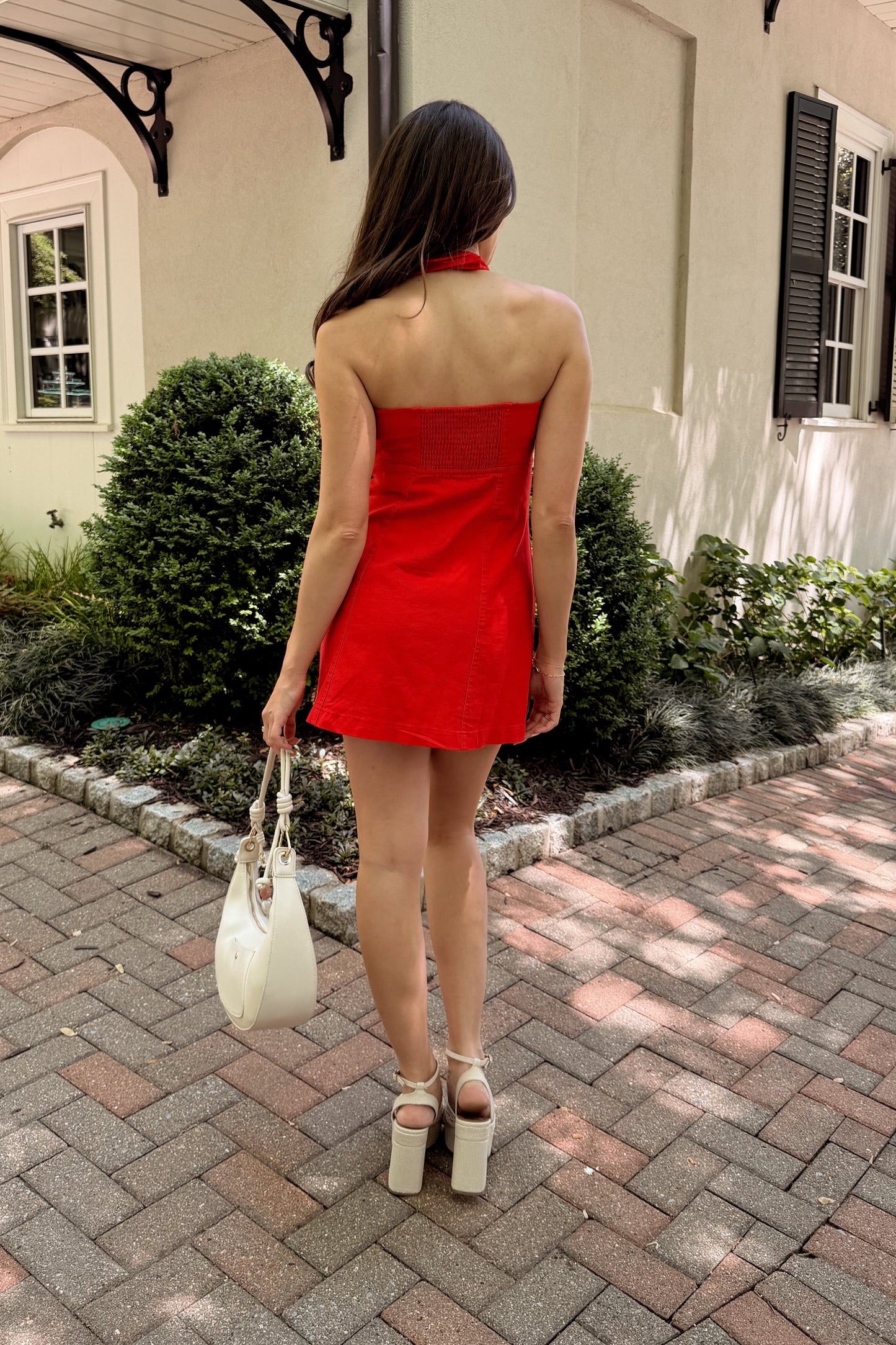 Avery Red Halter Neckline Mini Dress